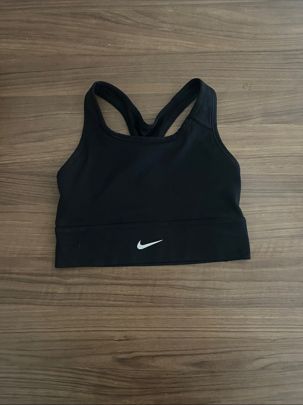 Nike Black Racerback Sports Bra with White Swoosh